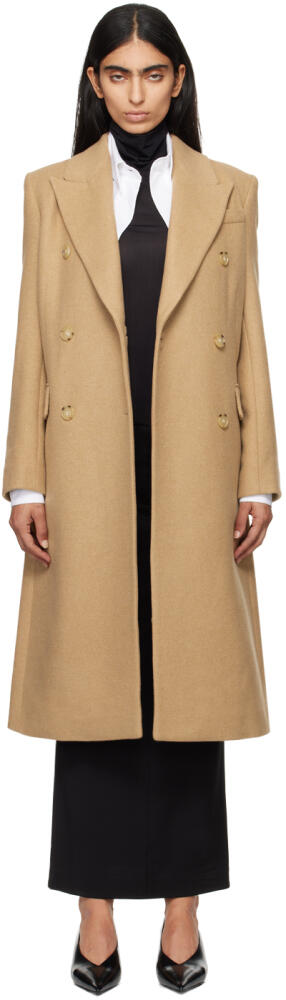 BOSS Beige Long-Length Twill Coat Cover