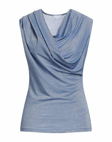 Diana Gallesi Woman T-shirt Sky blue Viscose, Metallic fiber, Polyamide, Elastane Cover