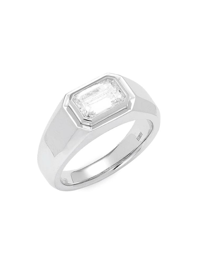 Effy Men's 14K White Gold & 2.01 TCW Lab Grown Diamond Signet Ring Cover