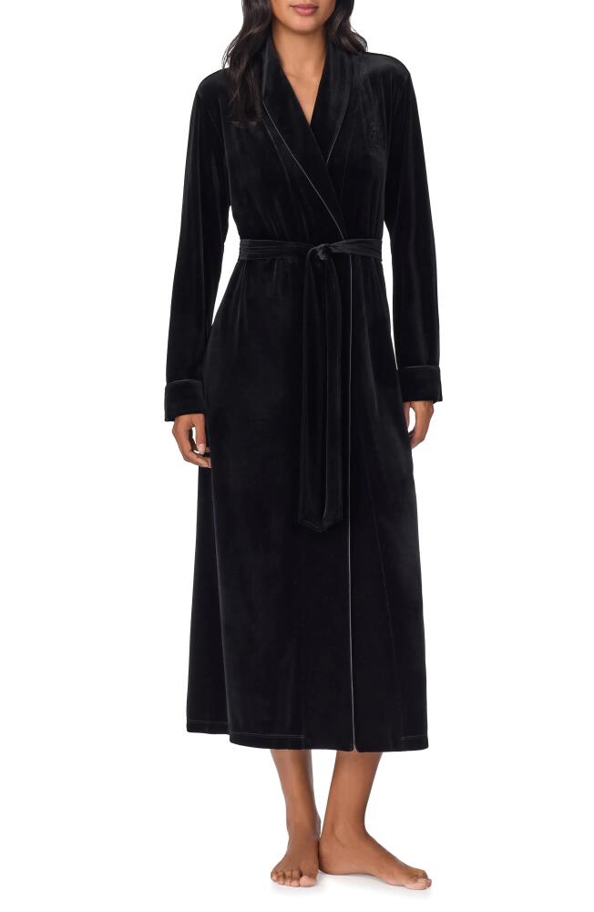 Lauren Ralph Lauren Crest Embroidered Robe in Black Cover