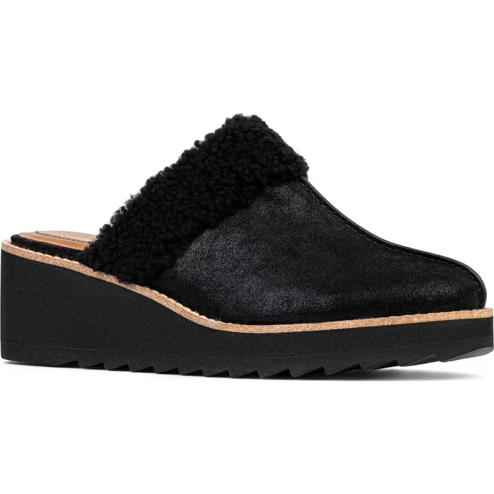 Donald Pliner Wedge Genuine Shearling Cuff Mule in Black Cover