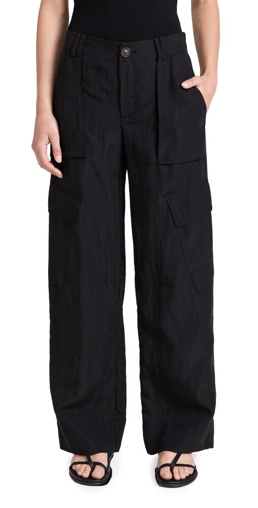 Vince Mid Rise Fluid Cargo Trousers Black Cover