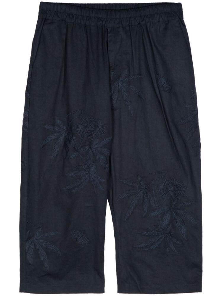 By Walid floral-embroidered cropped trousers - Blue Cover