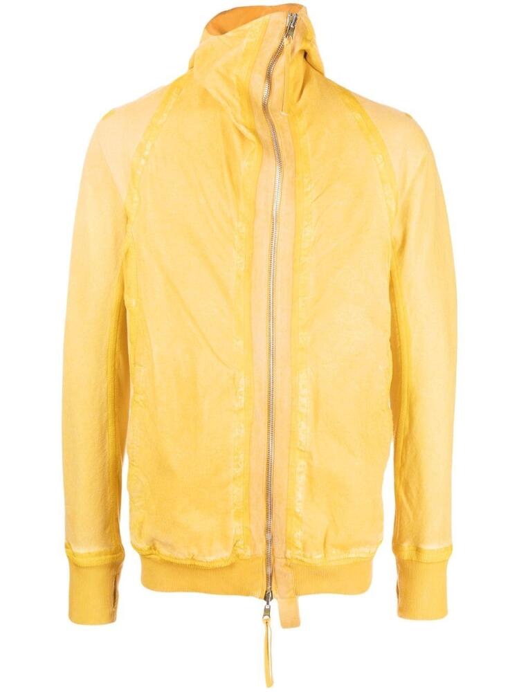 Boris Bidjan Saberi off-centre zip-fastening hoodie - Yellow Cover