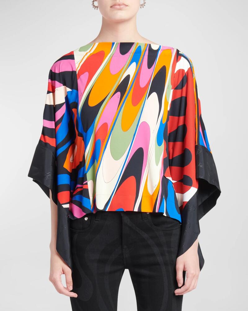 Emilio Pucci Abstract-Print Satin Handkerchief Blouse Cover