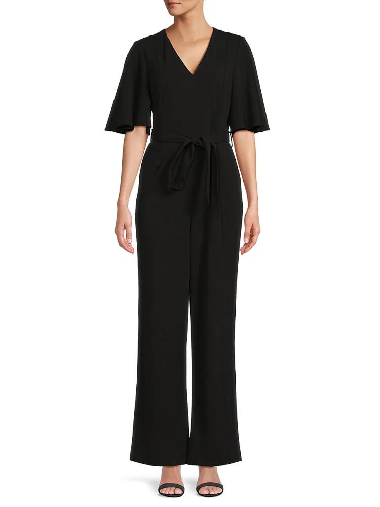 Calvin Klein Women's V Neck Belted Jumpsuit - Black Cover