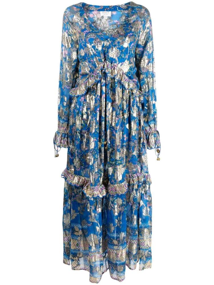 Hemant And Nandita floral-print ruffle dress - Blue Cover