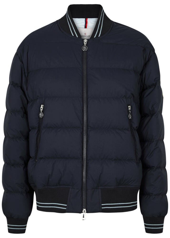 Moncler Argo Quilted Shell Bomber Jacket - Dark Blue Cover