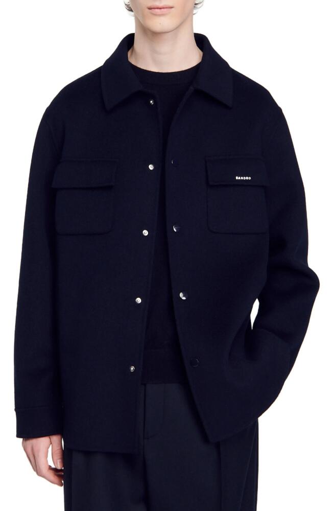 SANDRO Double-faced overshirt in Navy Blue Cover