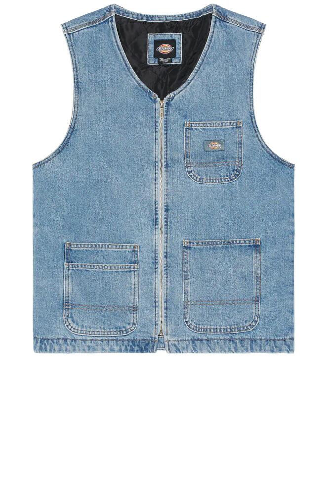 Dickies Zip Front Denim Vest in Blue Cover