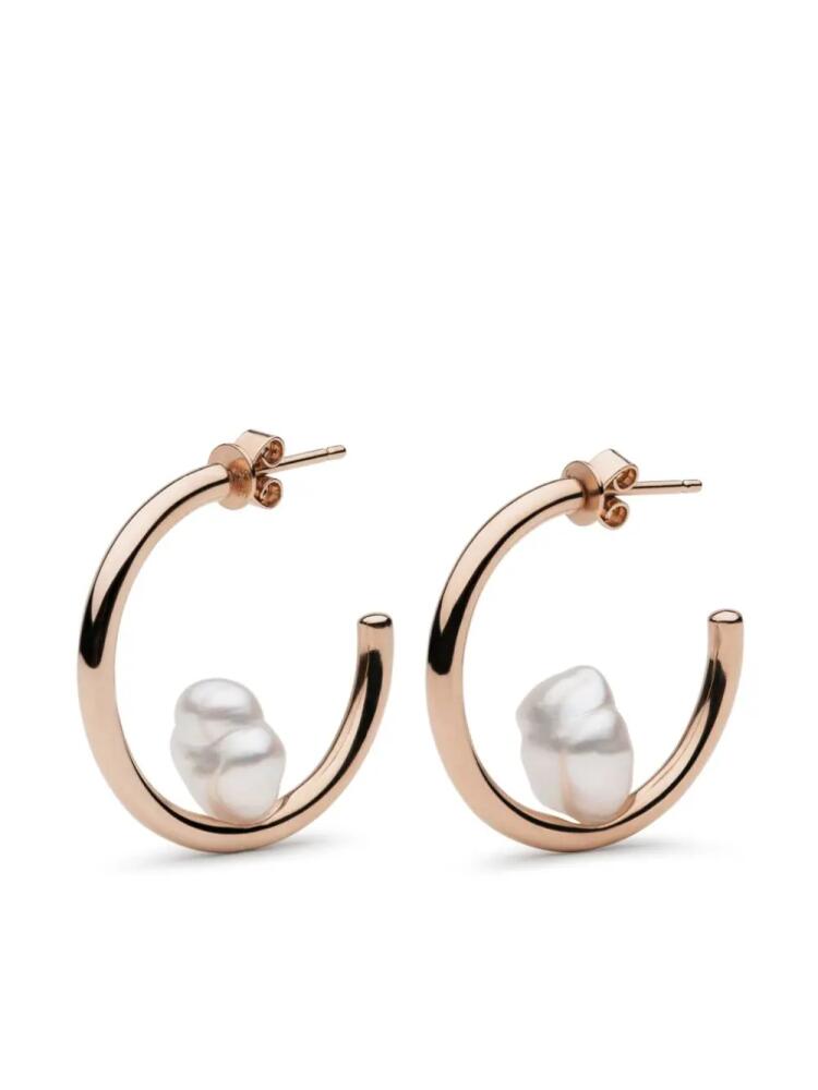 AUTORE MODA 9kt rose gold Camille pearl hoop earrings - Pink Cover