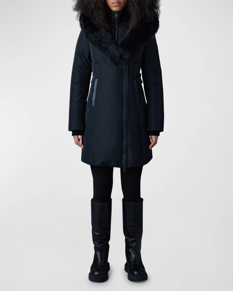 Mackage Kay Layered Parka Coat w/ Shearling Trim Cover