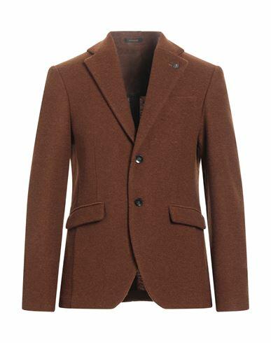 Officina 36 Man Blazer Brown Polyester, Virgin Wool Cover