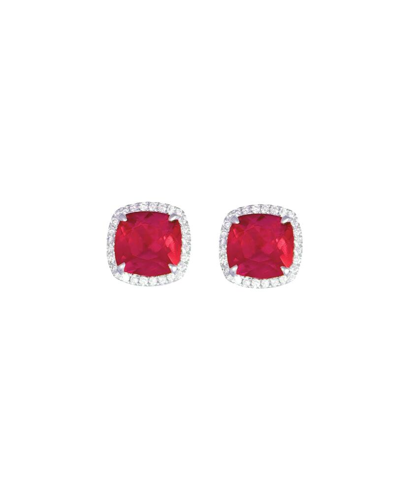 Frederic Sage 18k White Gold Ruby Cushion & Diamond Earrings Cover