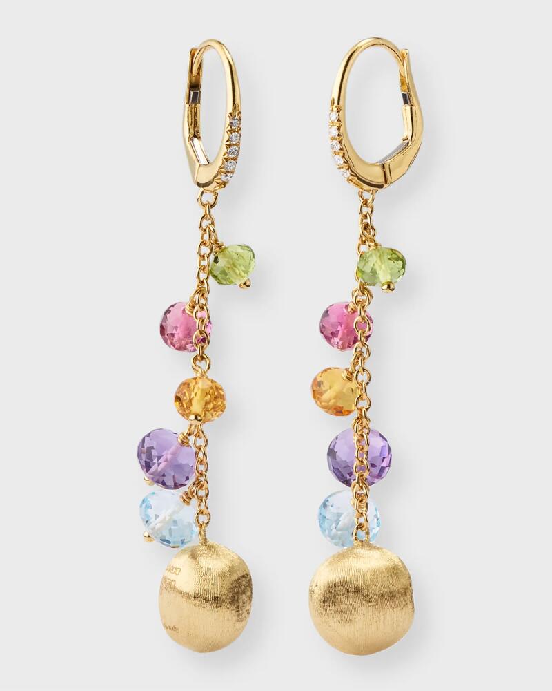 Marco Bicego 18K Yellow Gold Africa Long Earrings with Mixed Gems Cover