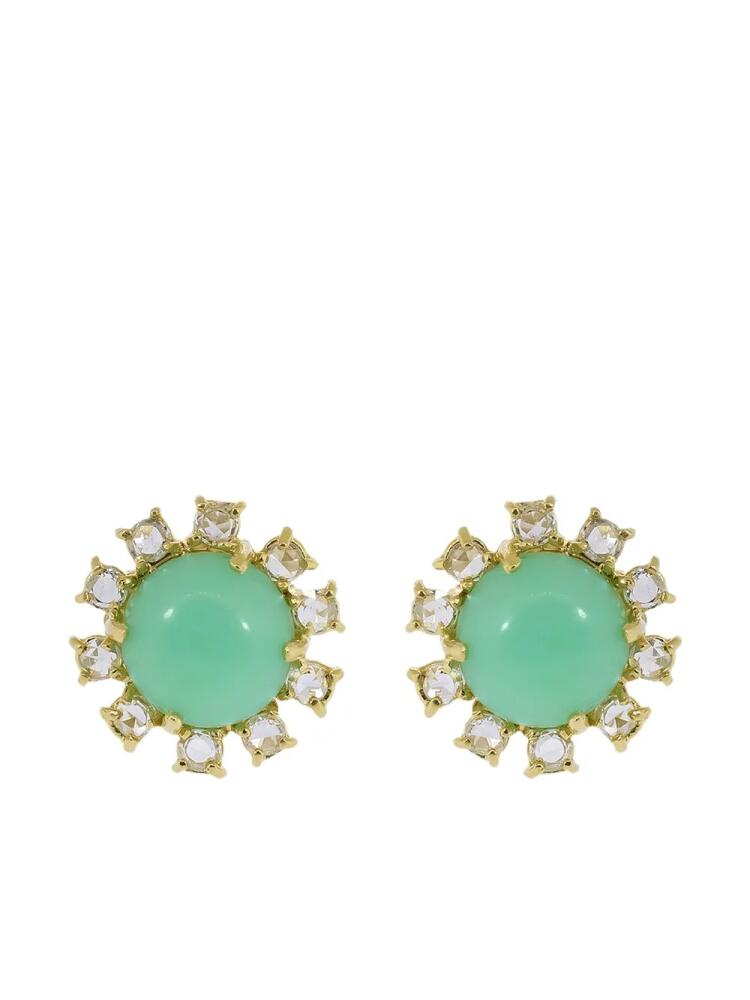 Irene Neuwirth 18kt yellow gold mint chrysoprase and diamond stud earrings - Green Cover