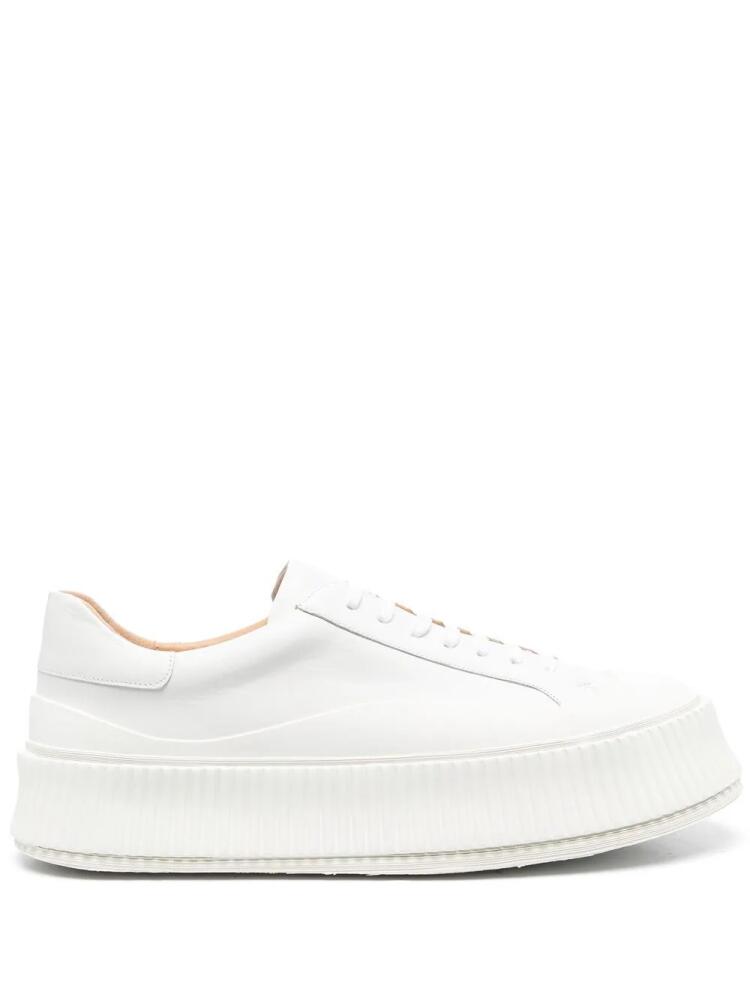 Jil Sander lace-up leather platform sneakers - White Cover