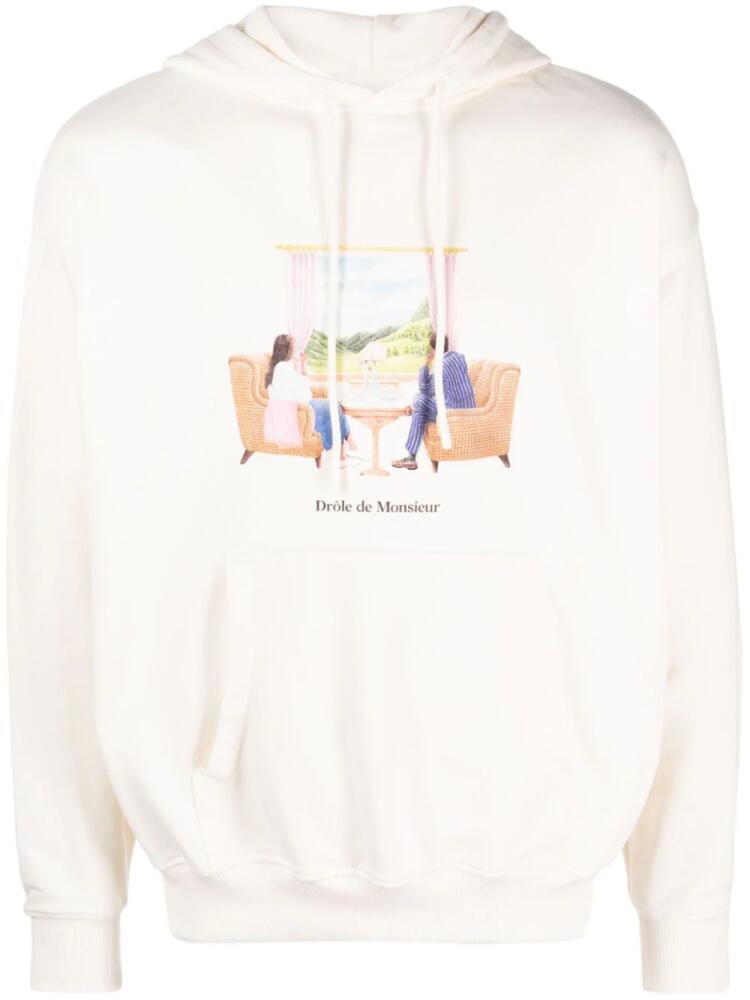 Drôle De Monsieur Voyage logo-print hoodie - Neutrals Cover