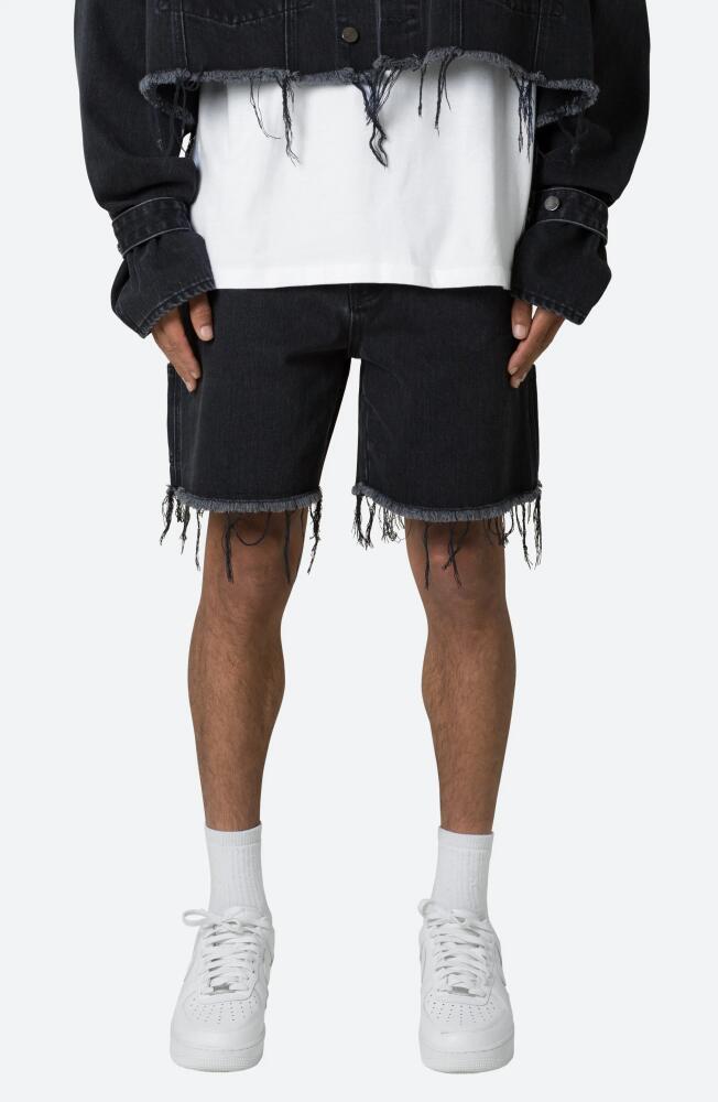 mnml Frayed Denim Shorts in Washed Black Cover