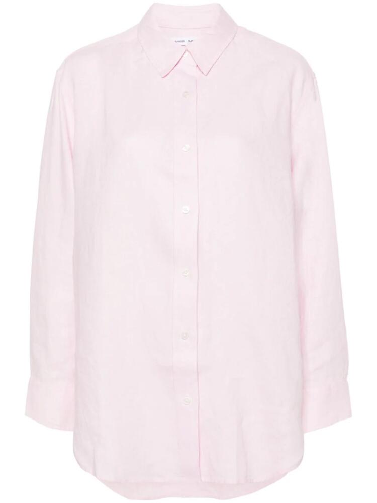 SAMSOE SAMSOE Salova button-up linen shirt - Pink Cover