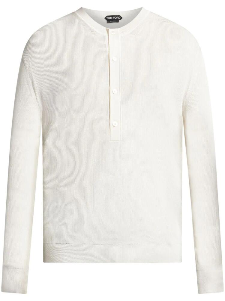 TOM FORD Henley crew-neck jumper - White Cover