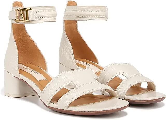 Franco Sarto Nora Ankle Strap Low Block Heel Sandals (White Smooth) Women's Sandals Cover