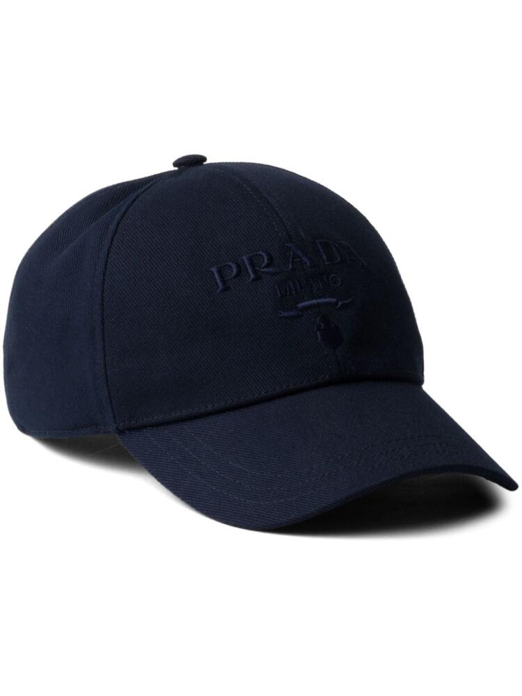 Prada logo-embroidered cotton cap - Blue Cover