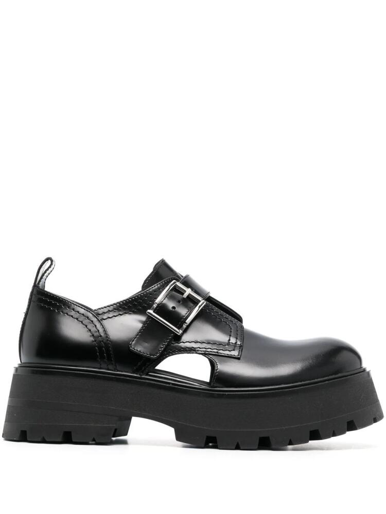 Alexander McQueen side-buckle fastening brogue shoes - Black Cover