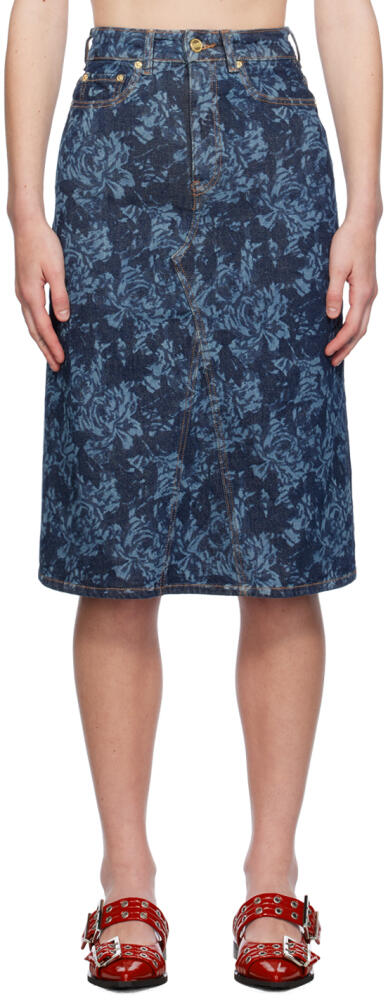 GANNI Blue Lazer Denim Midi Skirt Cover