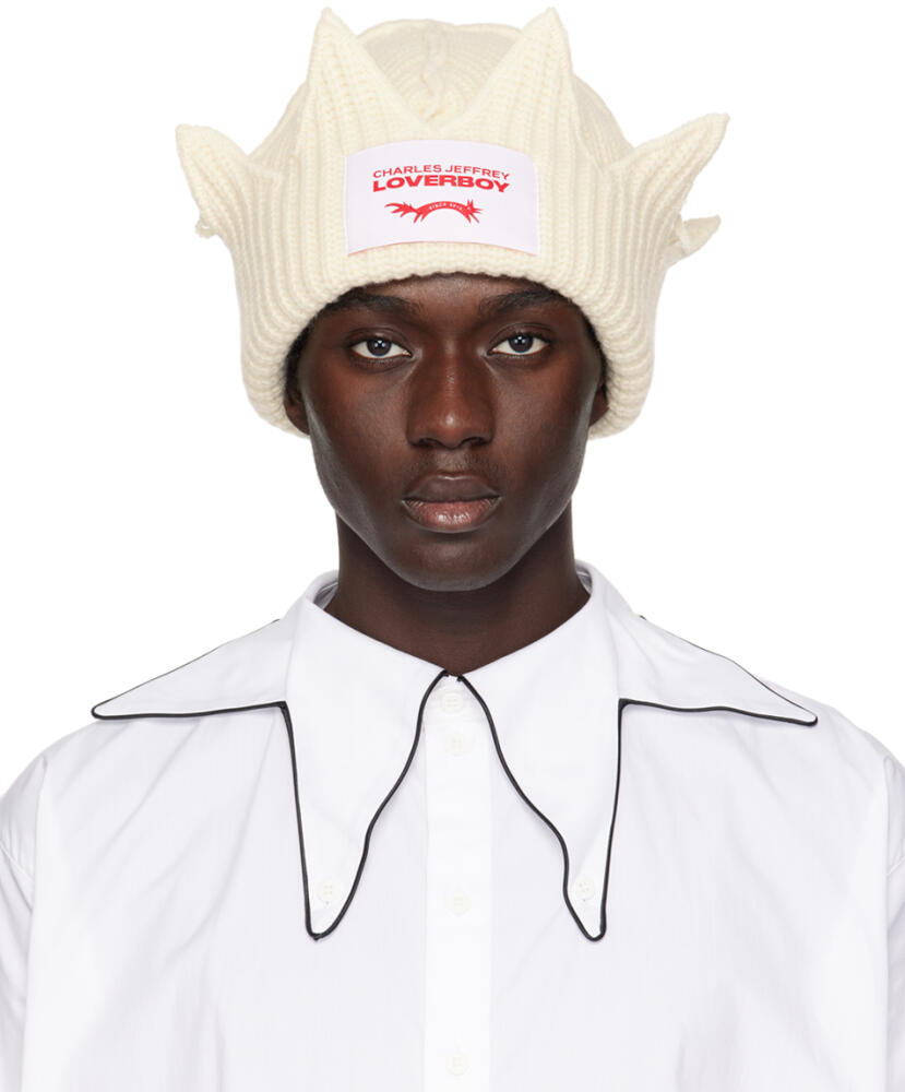 Charles Jeffrey LOVERBOY Off-White Chunky Crown Beanie Cover