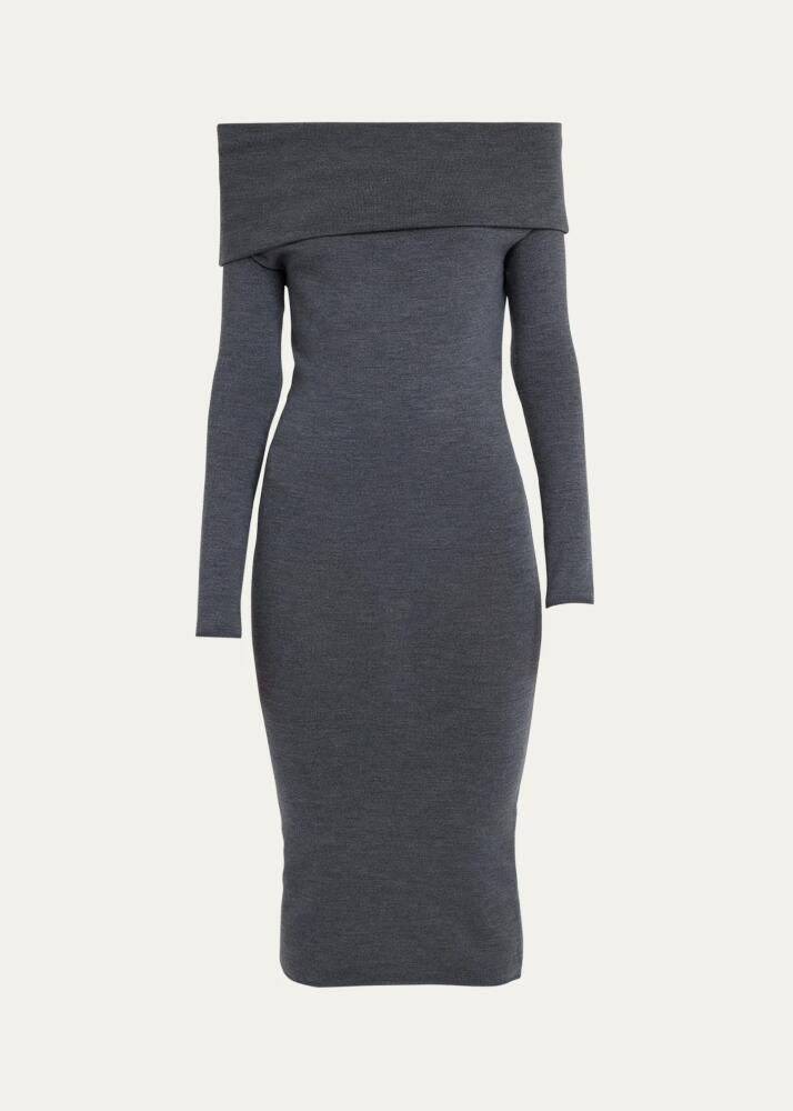 ARMARIUM Debra Off-Shoulder Wool Body-Con Midi Dress Cover