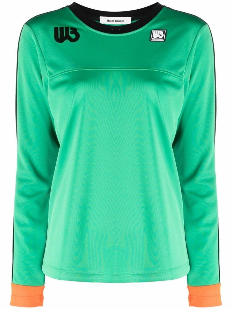 Wales Bonner logo-patch organic-cotton sweatshirt - Green Cover