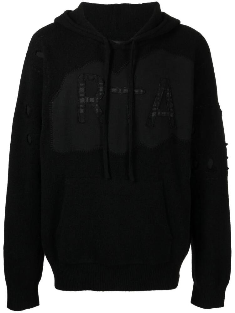 RTA logo-patch drawstring hoodie - Black Cover