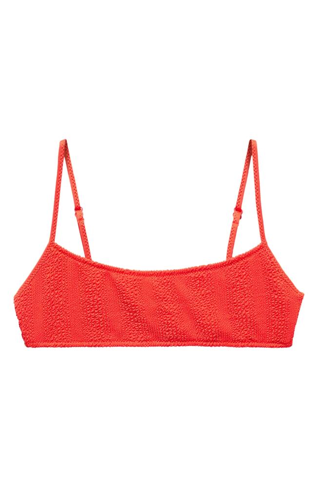 MANGO Textured Bikini Top in Bright Red Cover