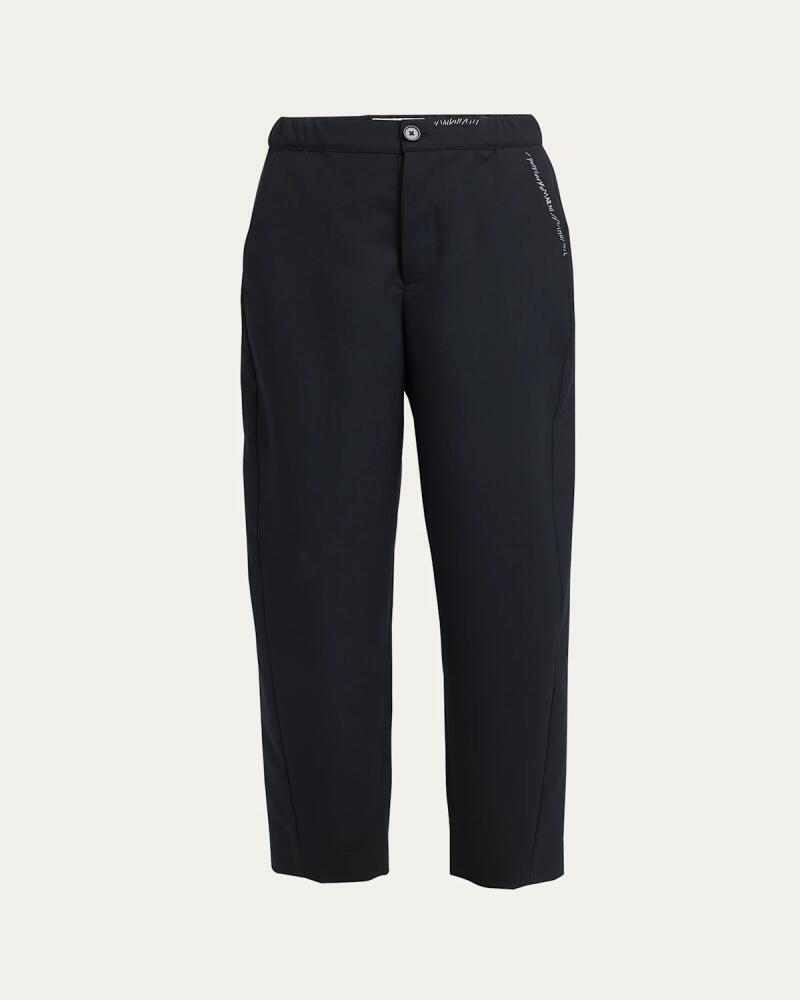 Marni Hand-Stitch Logo Elastic-Waist Straight-Leg Ankle Trousers Cover