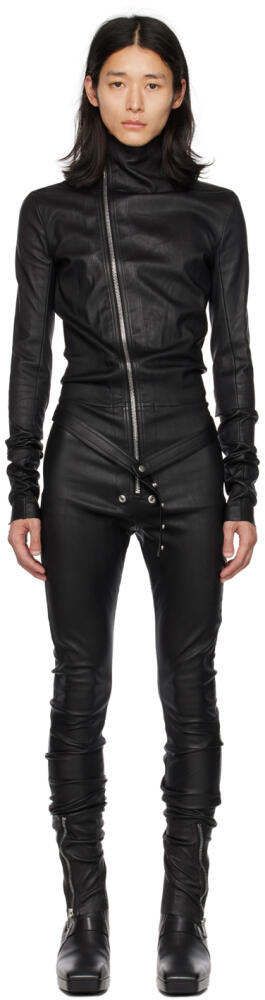 Rick Owens Black Gary Leather Jumpsuit Cover