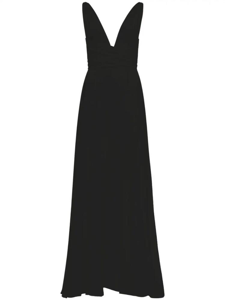 AZEEZA Cirrus V-neck silk gown - Black Cover