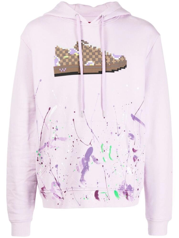 Mostly Heard Rarely Seen 8-Bit sneaker-print long-sleeve hoodie - Purple Cover