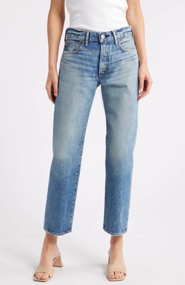 MOUSSY Vineyards Distressed Nonstretch High Waist Ankle Boyfriend Jeans in Blue Cover