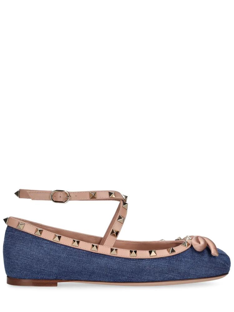 VALENTINO GARAVANI Rockstud Denim Ballerina Flats Cover