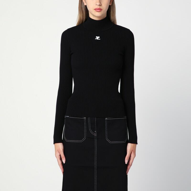 Courrèges Black ribbed turtleneck sweater Cover