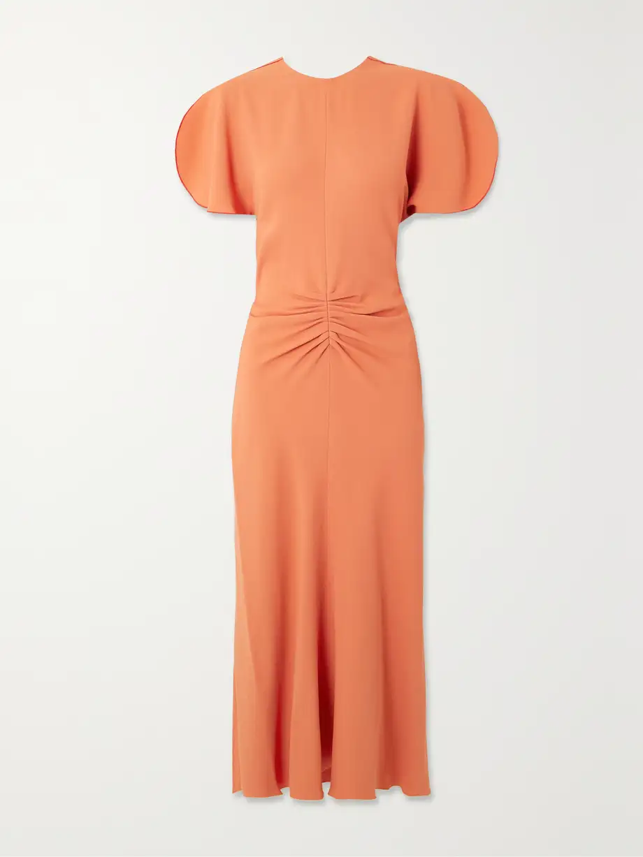 Victoria Beckham - Gathered Woven Midi Dress - Orange Cover