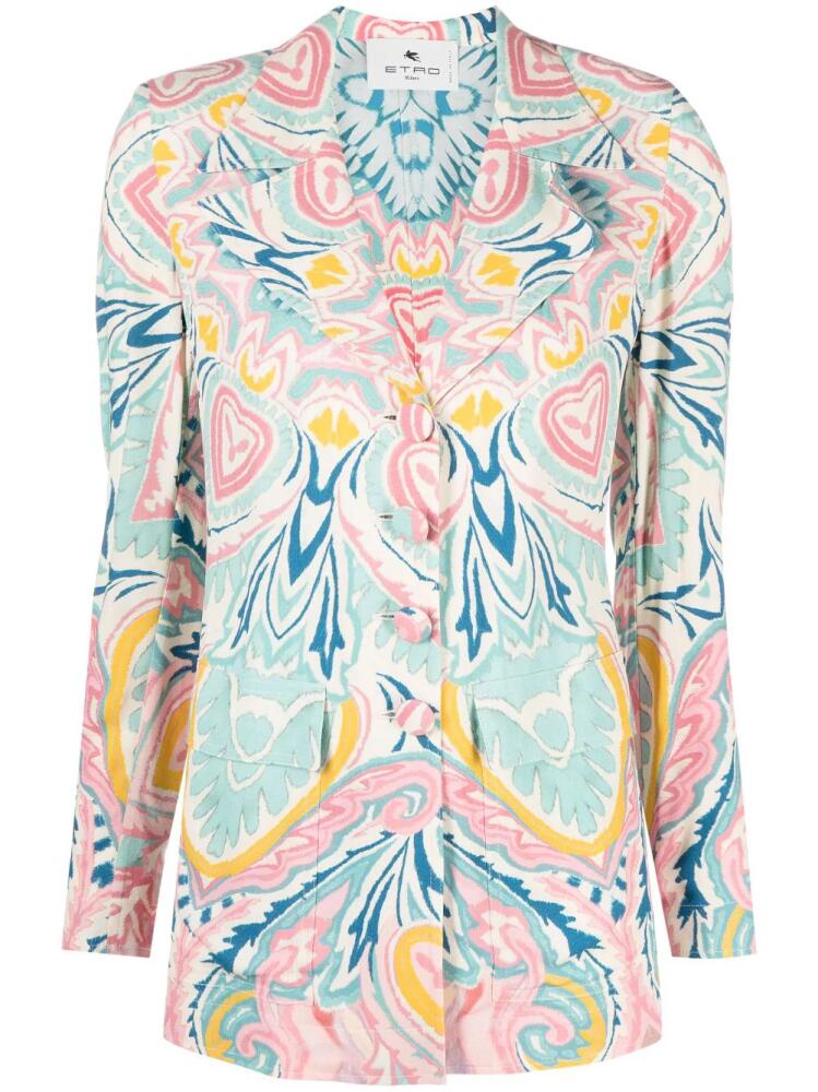 ETRO Paisley Butterfly-print single-breasted blazer - Blue Cover