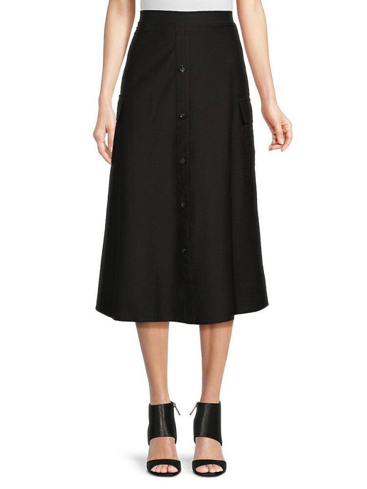 YAL New York Women's Cargo A-Line Midi Skirt - Black Cover