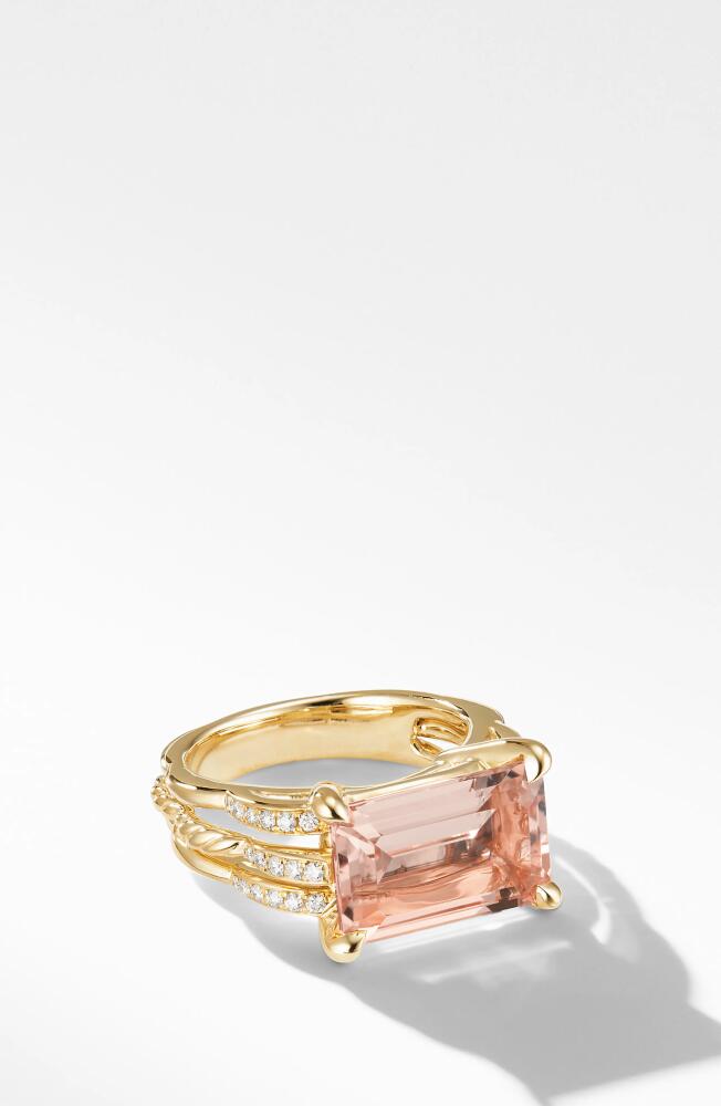 David Yurman Tides Ring in 18k Gold with Diamonds in Gold/Morganite Cover