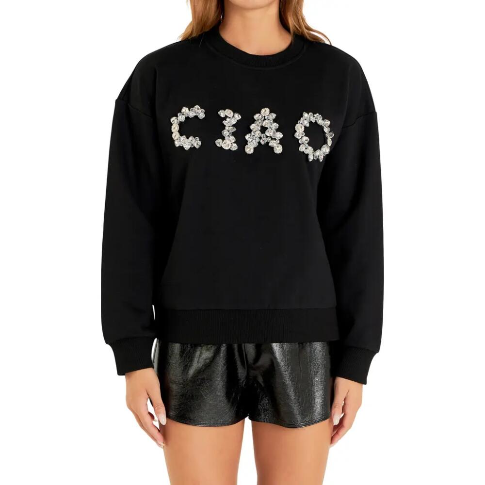 Endless Rose Ciao Embellished Cotton Sweatshirt in Black Cover