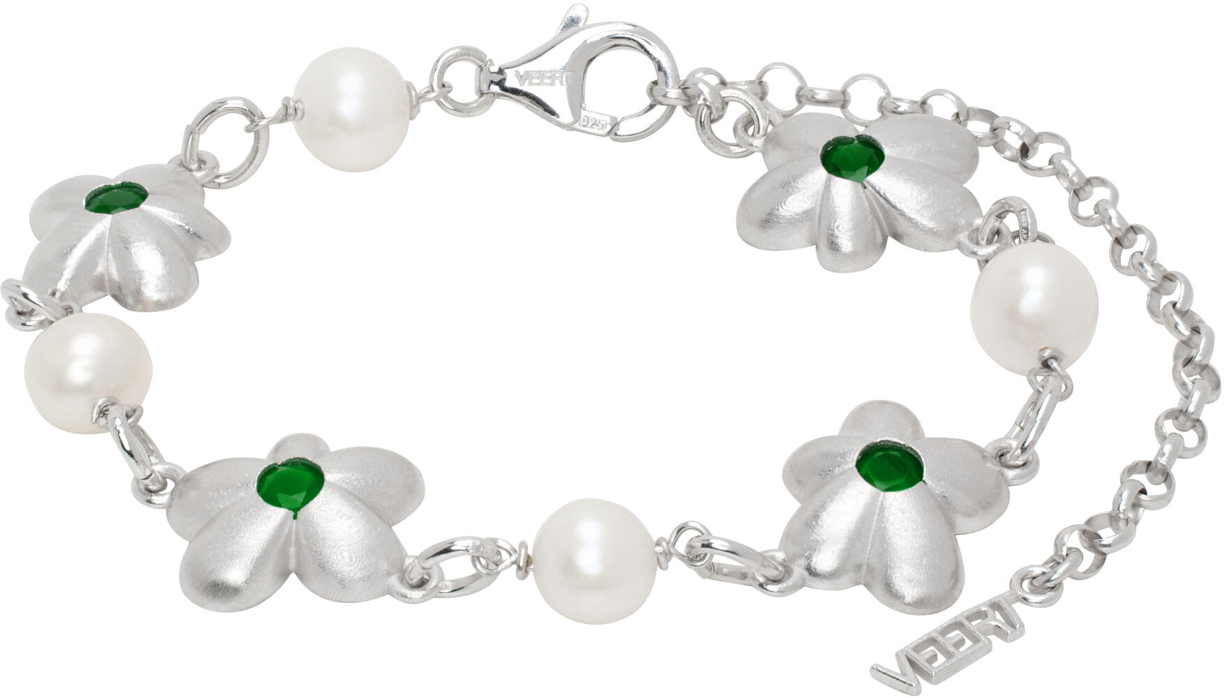 VEERT White Gold 'The Green Pearl Flower' Bracelet Cover