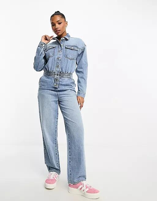 Miss Selfridge denim boiler suit in blue wash Cover