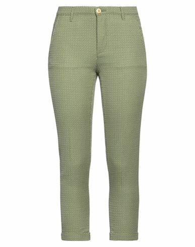 Siviglia White Woman Pants Green Cotton, Virgin Wool, Elastane Cover