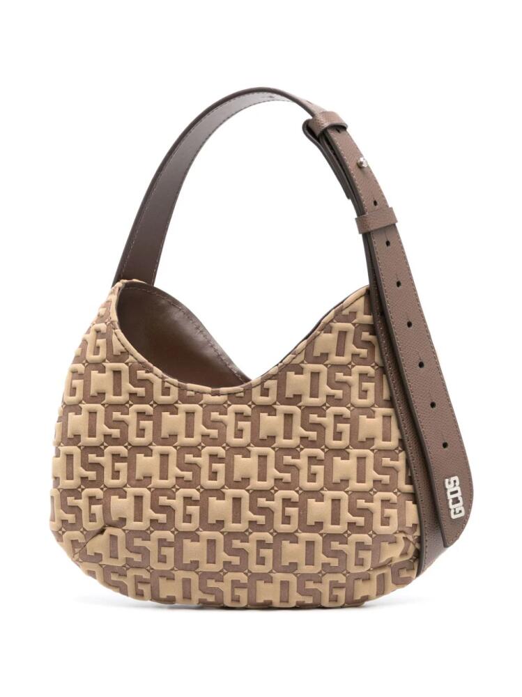 GCDS Comma monogram-embossed small shoulder bag - Brown Cover